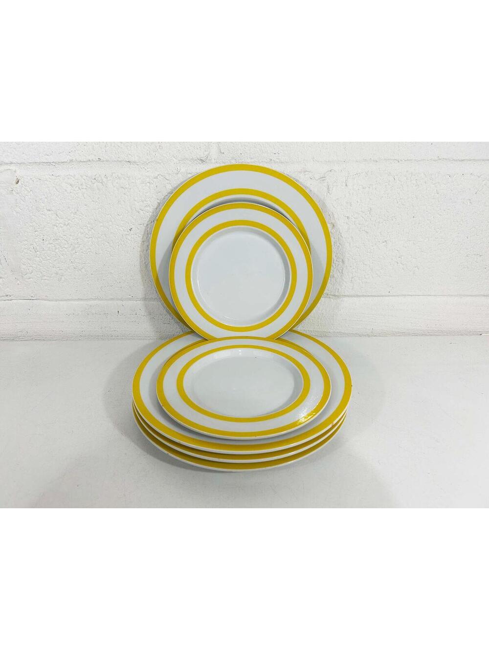 Vintage Mikasa Plates Set of 6 Bob Van Allen Designed Tangent Yellow 1970s